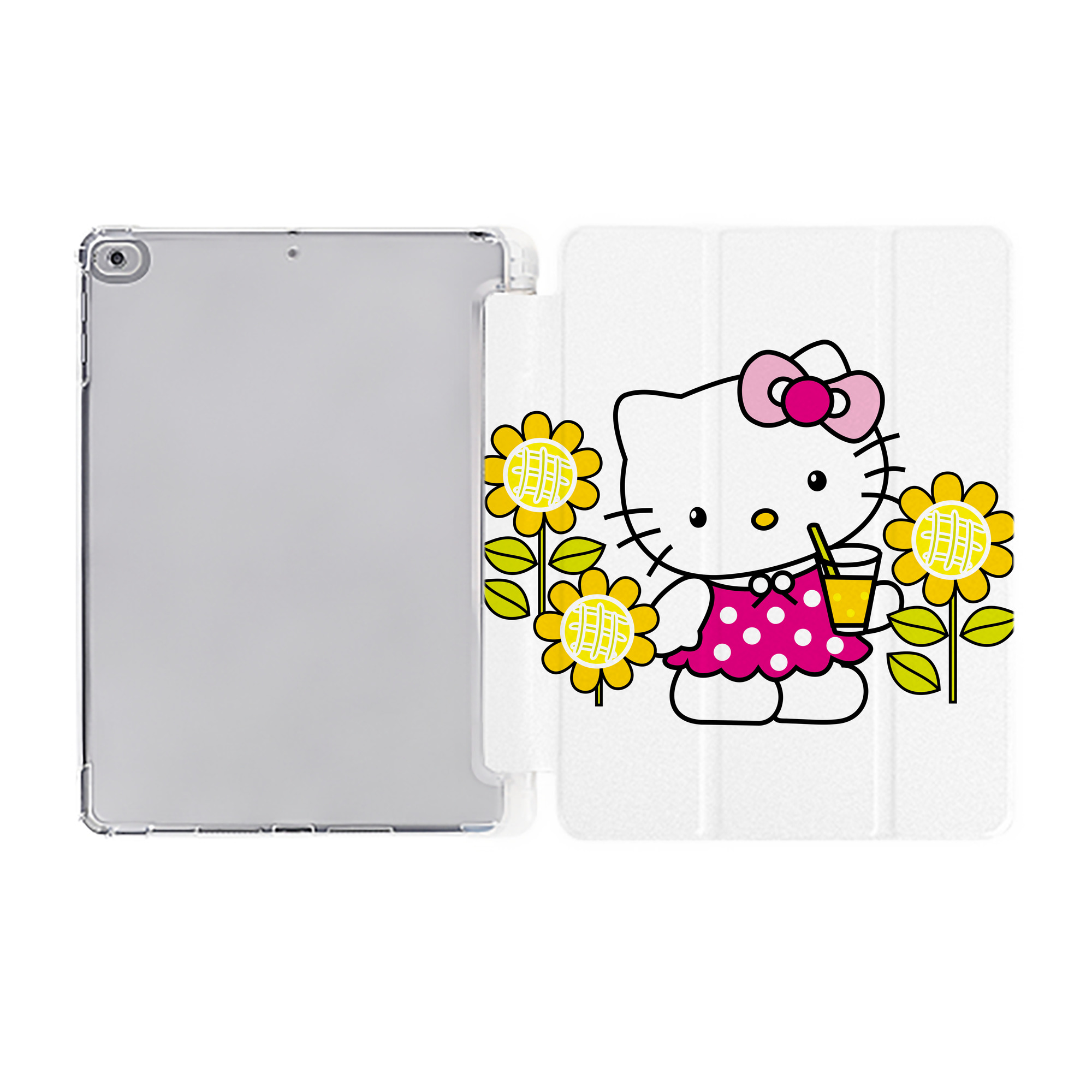 （画像用） Hello Kitty ハローキティ IPad ケース ペン収納付き 三つ折りスタンド PUレザー×シリコン 対応機種9.5/10.5/10.9インチ